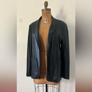 Maeve Faux Leather Blazer Jacket - Women